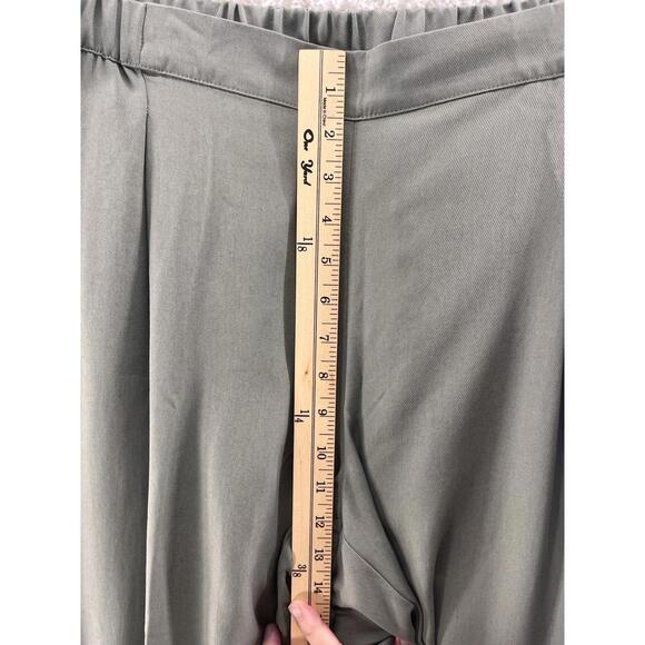 J. Jill Wide Leg Crop Pants Tencel 2X Peatmoss Green Relaxed Lagenlook Casual - Picture 4 of 9